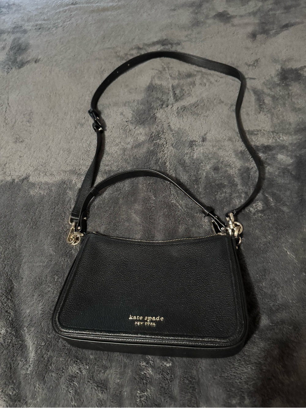 kate spade Black Pebbled Leather Top-Handle Crossbody